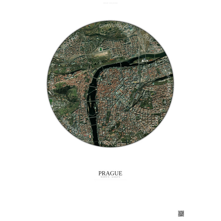 Affiche Prague – Poster vue satellite 2.5km Couleur | Gravura – 