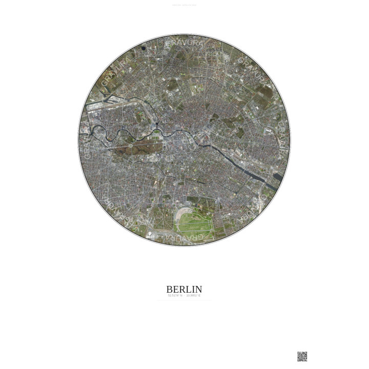 Berlin Satellite View Poster 6km Color | Gravura – Light backgro