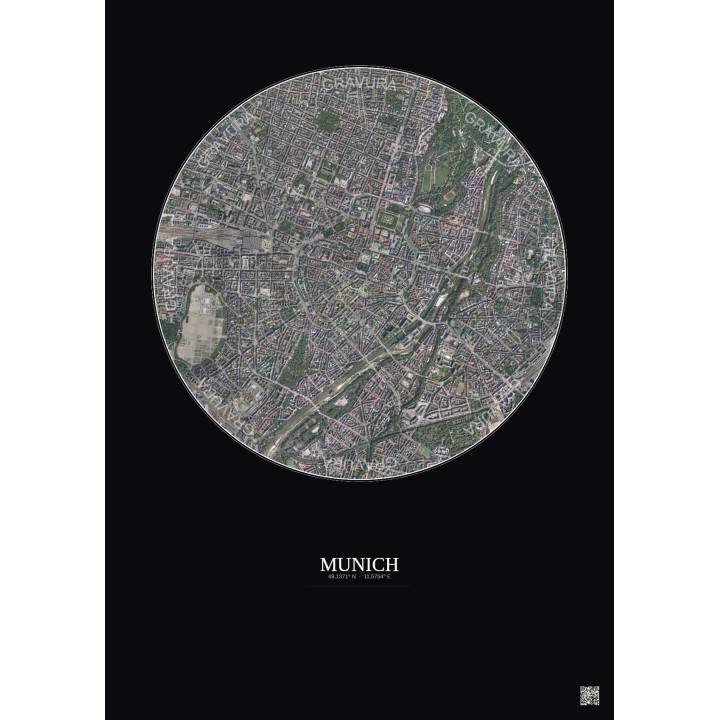 Affiche Munich – Poster vue satellite 2.5km Couleur | Gravura – 