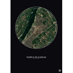 Affiche Temple De Karnak – Poster vue satellite 2.5km Couleur | Gravura – Fond foncé