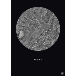 Affiche Munich – Poster vue satellite 2.5km N&B | Gravura – Fond