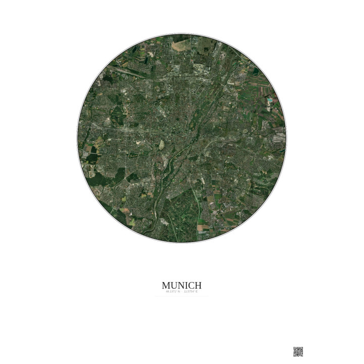 Affiche Munich – Poster vue satellite 10km Couleur | Gravura – F