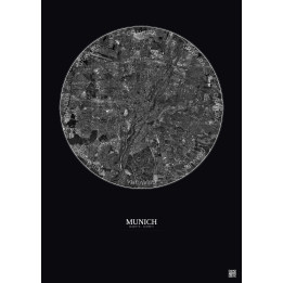 Affiche Munich – Poster vue satellite 10km N&B | Gravura – Fond 