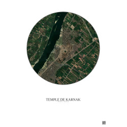 Affiche Temple De Karnak – Poster vue satellite 2.5km Couleur | Gravura – Fond clair