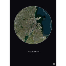 Affiche Copenhagen – Poster vue satellite 10km Couleur | Gravura