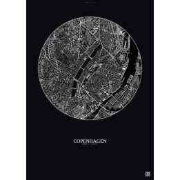 Affiche Copenhagen – Poster vue satellite 2.5km N&B | Gravura – 