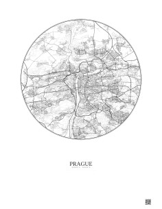Affiche Prague – Poster carte de ville 10km | Gravura – Fond clair