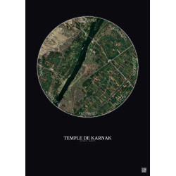 Affiche Temple De Karnak – Poster vue satellite 5km Couleur | Gravura – Fond foncé