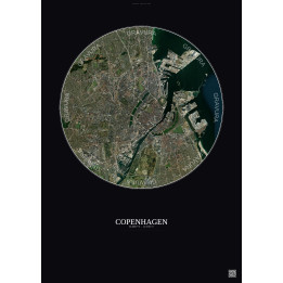 Affiche Copenhagen – Poster vue satellite 6km Couleur | Gravura 