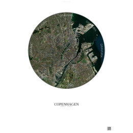 Affiche Copenhagen – Poster vue satellite 6km Couleur | Gravura 