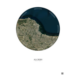 Affiche Algiers – Poster vue satellite 10km Couleur | Gravura – 