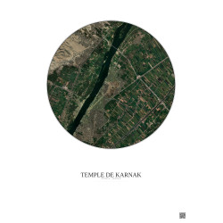 Affiche Temple De Karnak – Poster vue satellite 5km Couleur | Gravura – Fond clair