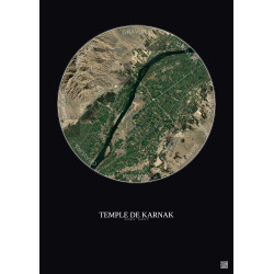 Affiche Temple De Karnak – Poster vue satellite 10km Couleur | Gravura – Fond foncé