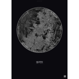 Affiche Quito – Poster vue satellite 6km N&B | Gravura – Fond fo