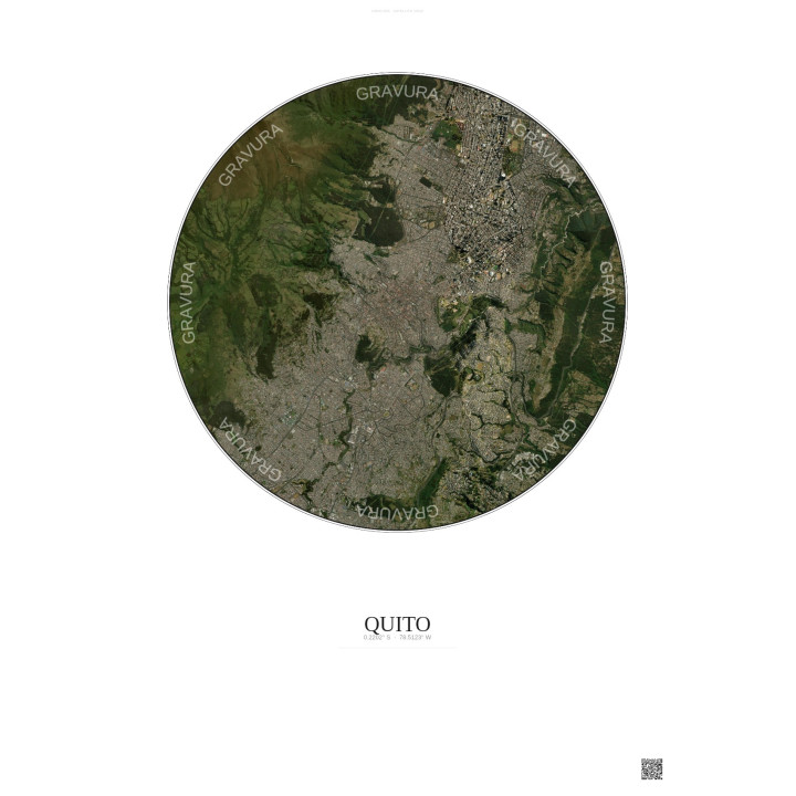 Affiche Quito – Poster vue satellite 6km Couleur | Gravura – Fon