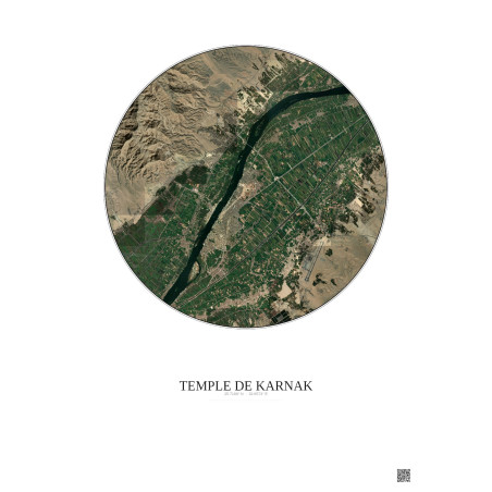 Affiche Temple De Karnak – Poster vue satellite 10km Couleur | Gravura – Fond clair