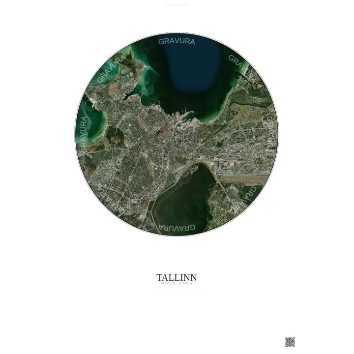 Affiche Tallinn – Poster vue satellite 6km Couleur | Gravura – F