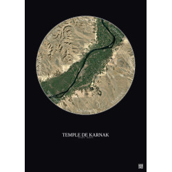Affiche Temple De Karnak – Poster vue satellite 20km Couleur | Gravura – Fond foncé