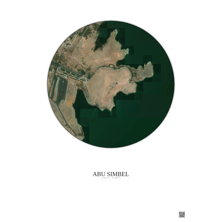 Affiche Abu Simbel – Poster vue satellite 0.5km Couleur | Gravur