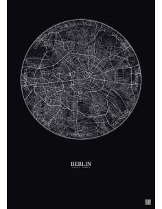 Affiche Berlin – Poster carte de ville 10km | Gravura – Fond foncé