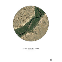 Affiche Temple De Karnak – Poster vue satellite 20km Couleur | Gravura – Fond clair