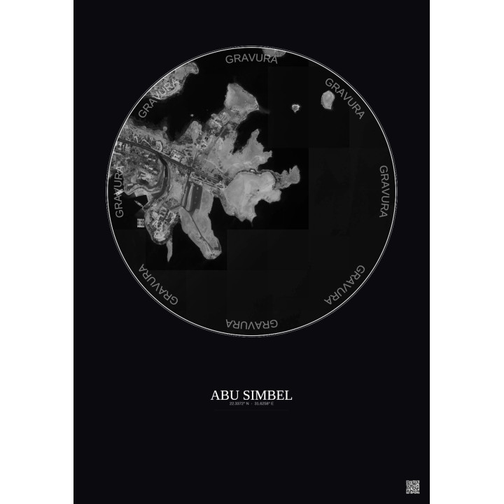 Affiche Abu Simbel – Poster vue satellite 1km N&B | Gravura – Fo