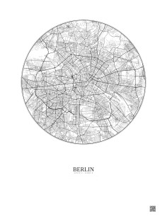 Affiche Berlin – Poster carte de ville 10km | Gravura – Fond clair