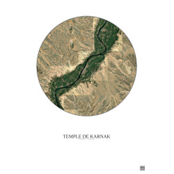 Affiche Temple De Karnak – Poster vue satellite 30km Couleur | Gravura – Fond clair