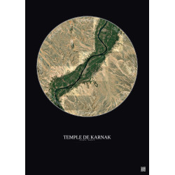 Affiche Temple De Karnak – Poster vue satellite 30km Couleur | Gravura – Fond foncé