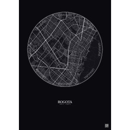 Affiche Bogota – Poster carte de ville 6km | Gravura – Fond foncé
