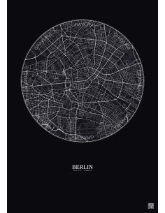 Affiche Berlin – Poster carte de ville 6km | Gravura – Fond foncé