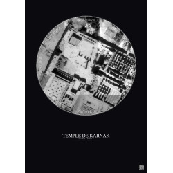 Affiche Temple De Karnak – Poster vue satellite 0.1km N&B | Gravura – Fond foncé