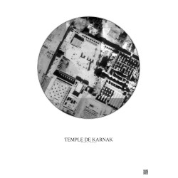 Affiche Temple De Karnak – Poster vue satellite 0.1km N&B | Gravura – Fond clair