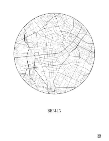 Affiche Berlin – Poster carte de ville 2.5km | Gravura – Fond clair