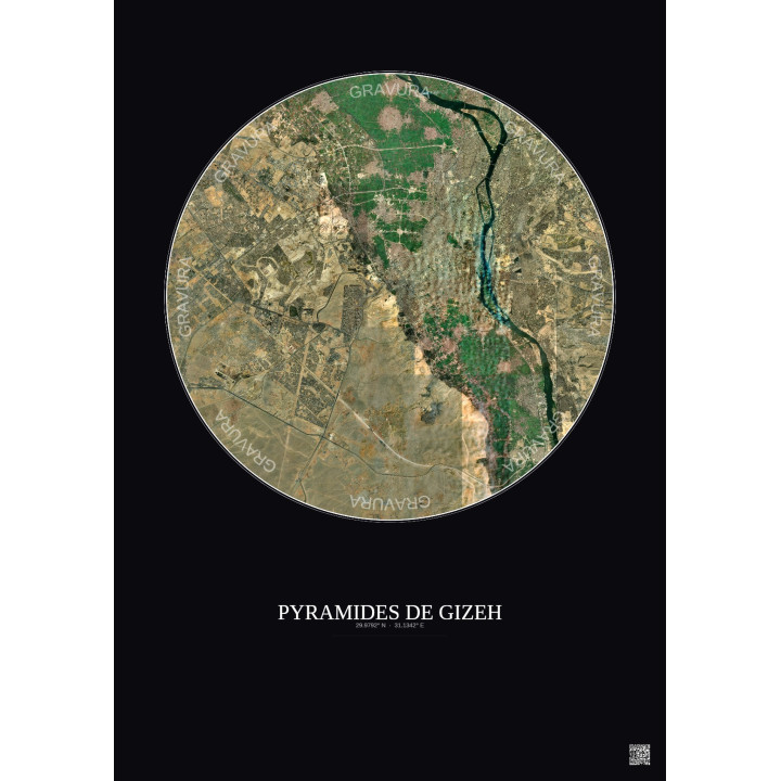 Affiche Pyramides De Gizeh – Poster vue satellite 20km Couleur |