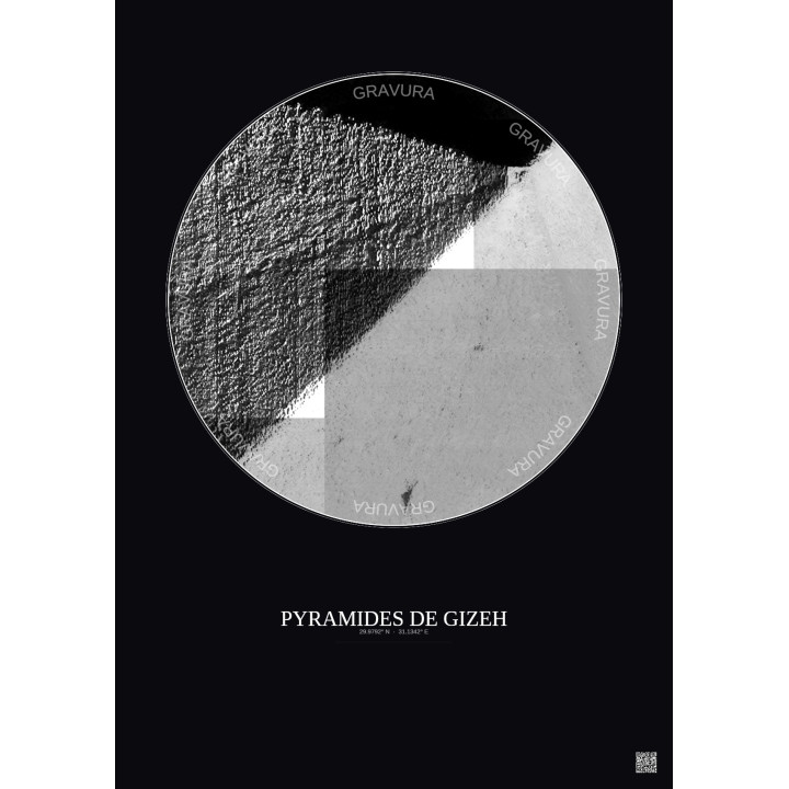 Affiche Pyramides De Gizeh – Poster vue satellite 0.1km N&B | Gr