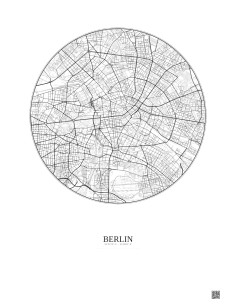 Affiche Berlin – Poster carte de ville 6km | Gravura – Fond clair