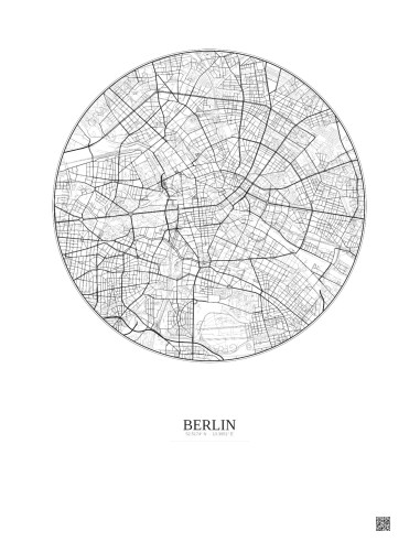Berlin City Map Poster 6km | Gravura – Light background