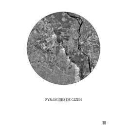 Affiche Pyramides De Gizeh – Poster vue satellite 20km N&B | Gra