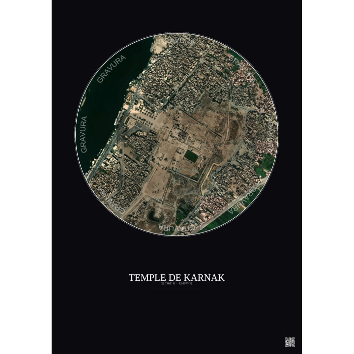 Affiche Temple De Karnak – Poster vue satellite 1km Couleur | Gr