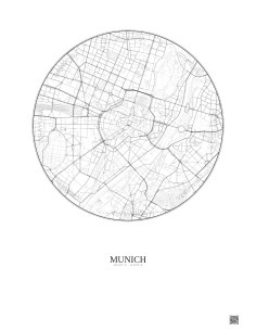 Munich City Map Poster 2.5km | Gravura – Light background
