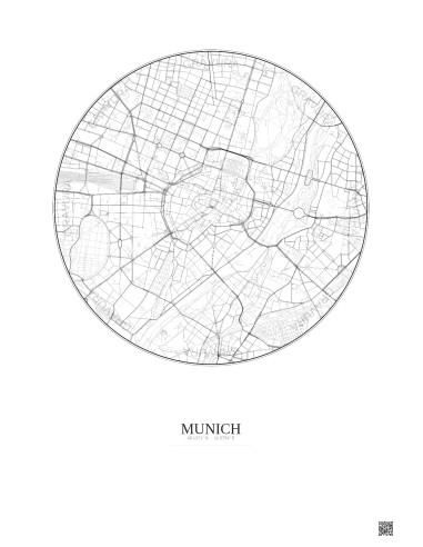 Munich City Map Poster 2.5km | Gravura – Light background
