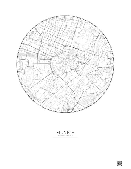 Munich City Map Poster 2.5km | Gravura – Light background