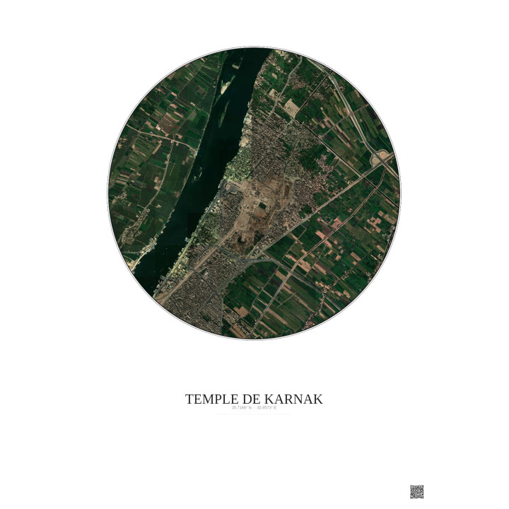 Affiche Temple De Karnak – Poster vue satellite 2.5km Couleur | 