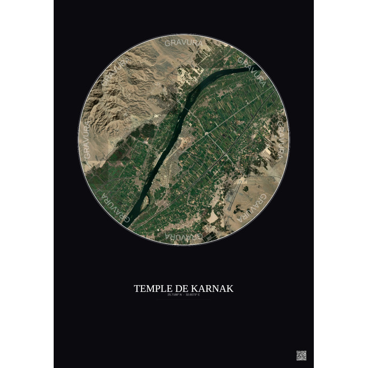 Affiche Temple De Karnak – Poster vue satellite 10km Couleur | G