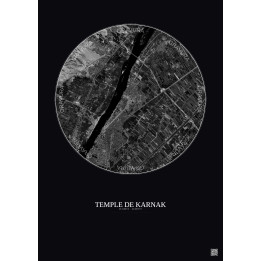 Affiche Temple De Karnak – Poster vue satellite 5km N&B | Gravur
