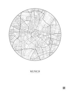 Munich City Map Poster 5km | Gravura – Light background
