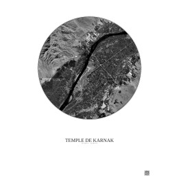 Temple De Karnak Satellite View Poster 10km B&W | Gravura – Ligh