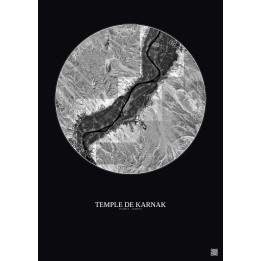 Affiche Temple De Karnak – Poster vue satellite 30km N&B | Gravu