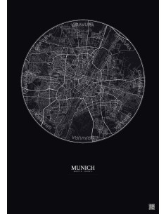 Munich City Map Poster 10km | Gravura – Dark background